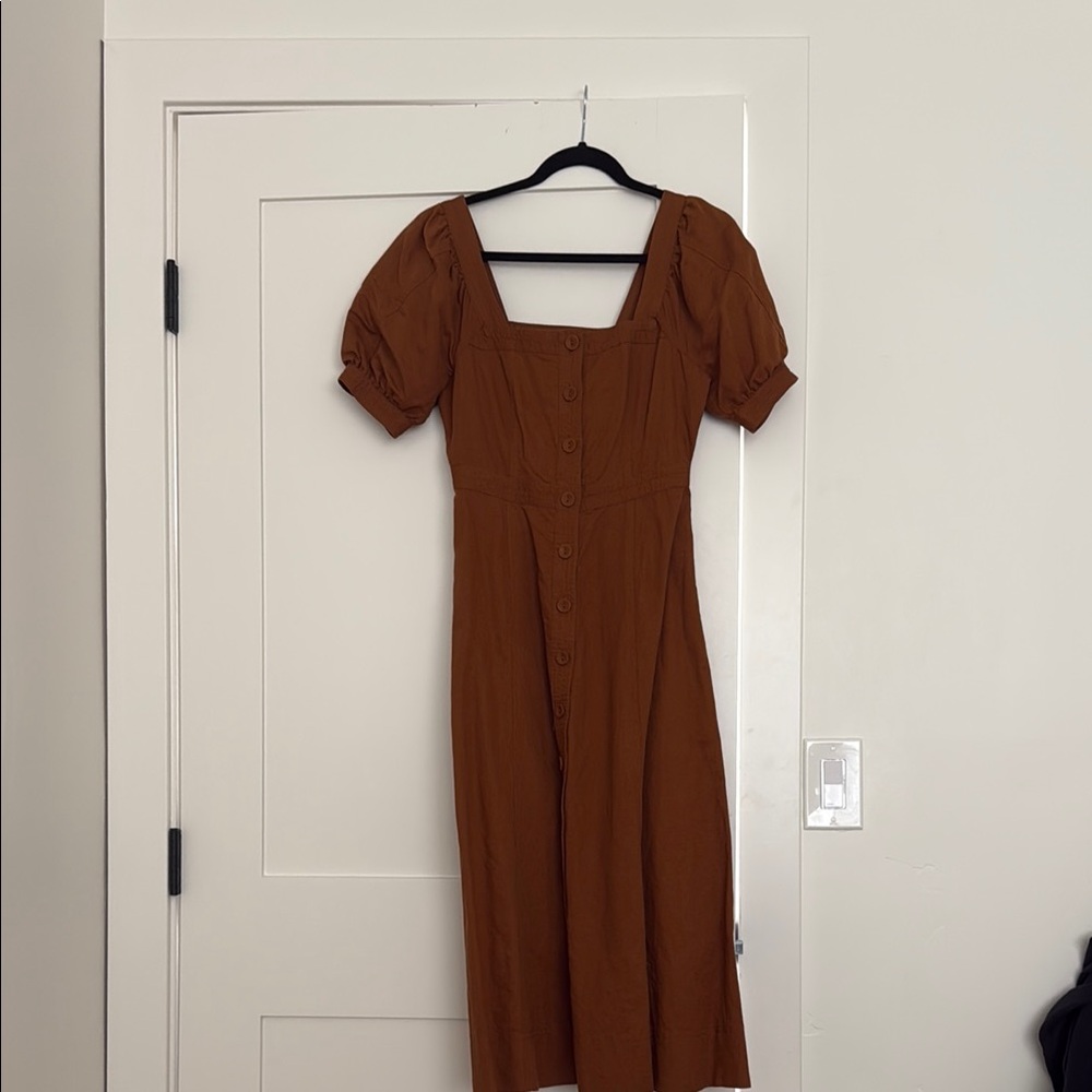 Madewell Brown Button-Down Midi Dress